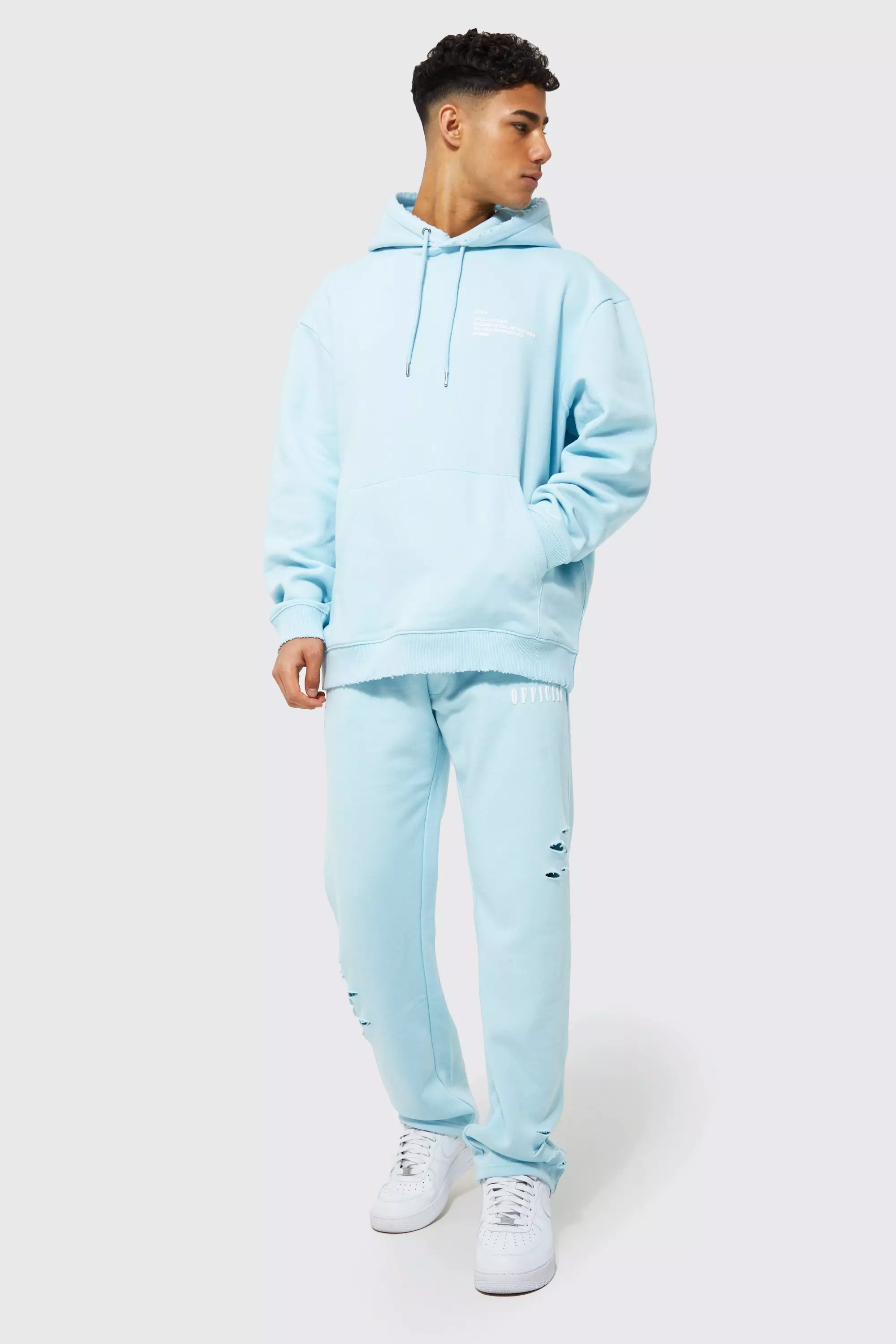 Boohooman light blue outlet hoodie